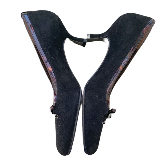 Stuart Weitzman Vintage Black Suede Tortoise Bow Kitten Heels Pumps - 5 - Picture 8 of 12